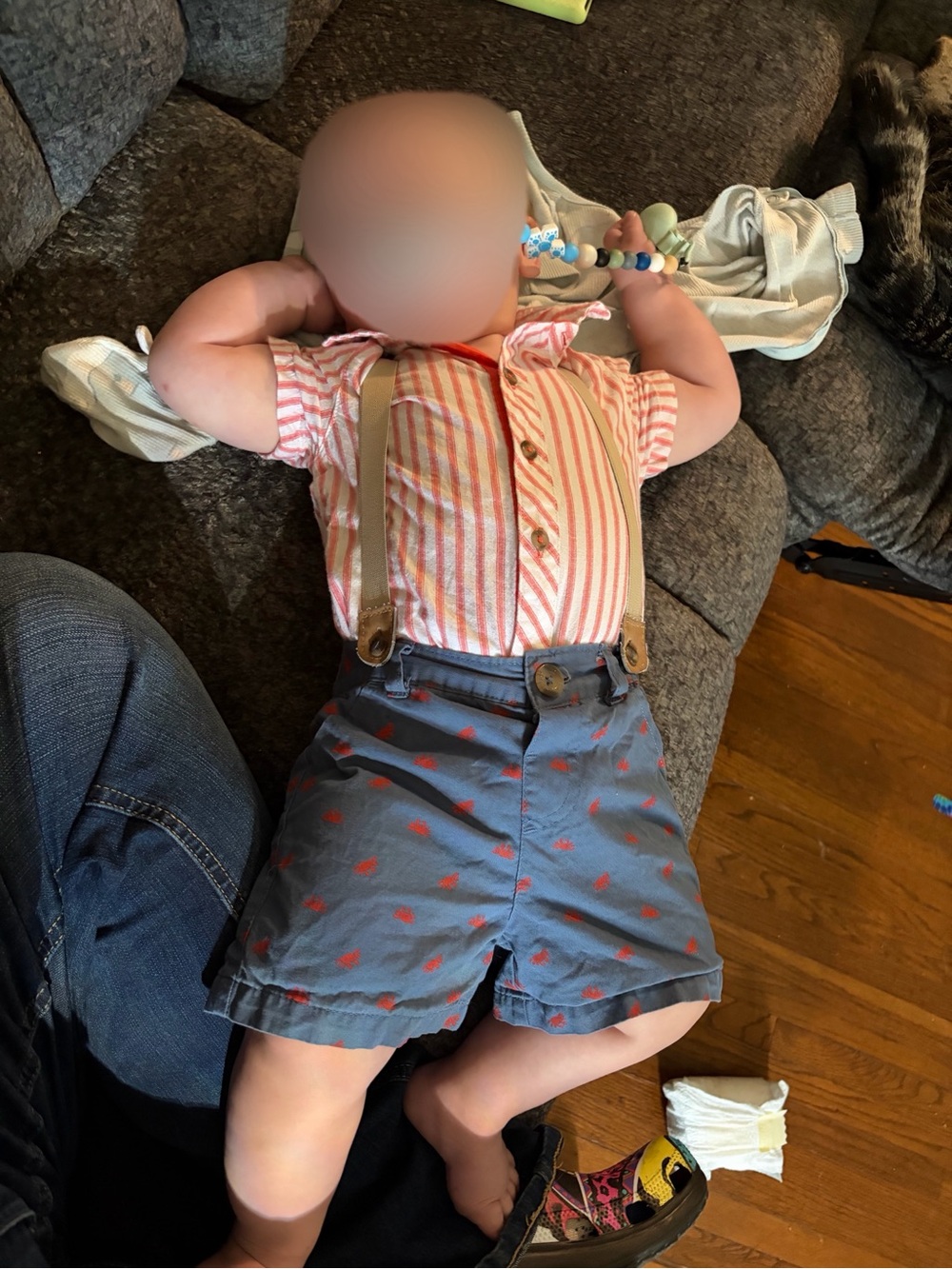 Baby/Toddler Neutral Beige Suspender outfit